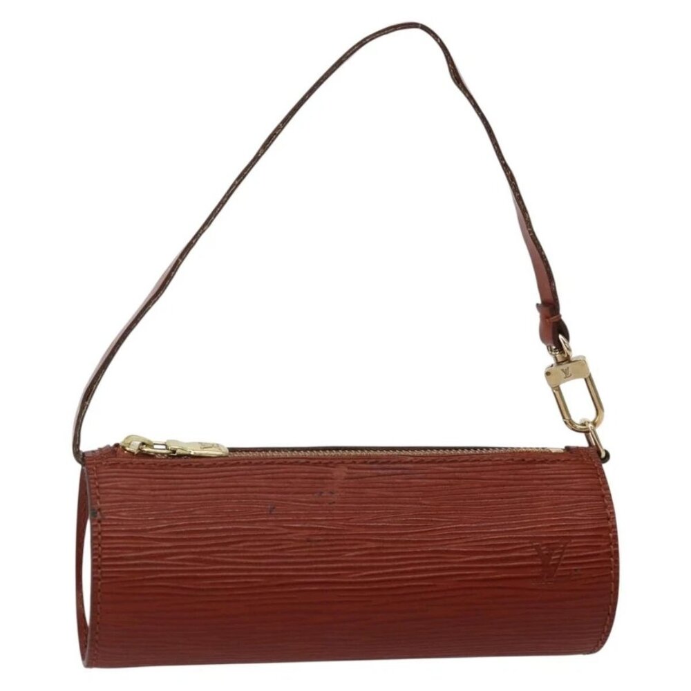 LOUIS VUITTON Epi Soufflot Pouch Accessory Pouch Brown LV Auth hk3075